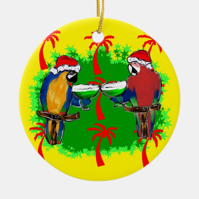 CHRISTMAS PARROTS CERAMIC TREE DECORATION (Front)