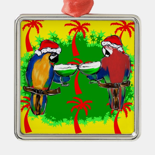 CHRISTMAS PARROTS METAL TREE DECORATION (Front)