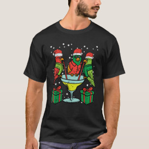 Christmas Parrots Santa Funny Xmas Bird Vacation M T-Shirt