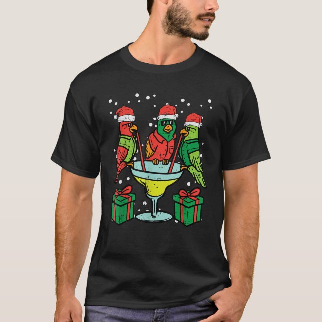 Christmas Parrots Santa Funny Xmas Bird Vacation M T-Shirt (Front)