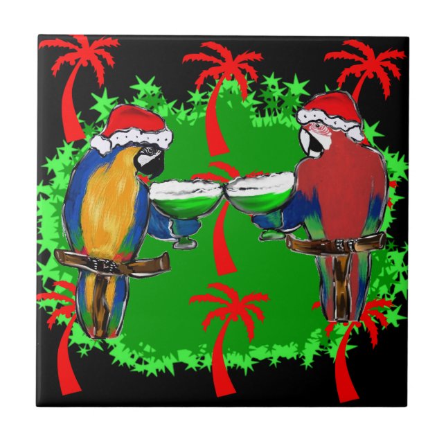 CHRISTMAS PARROTS TILE (Front)