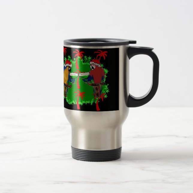 CHRISTMAS PARROTS TRAVEL MUG (Right)