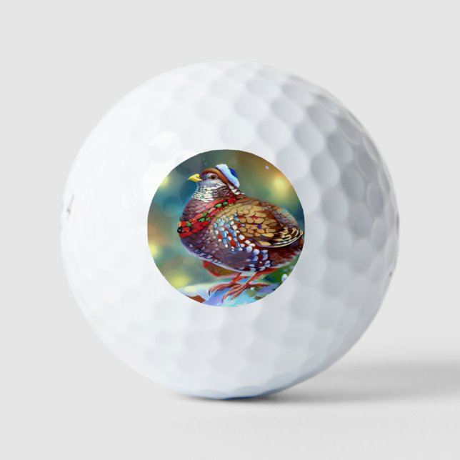 Christmas Partridge (4) Golf Balls (Front)