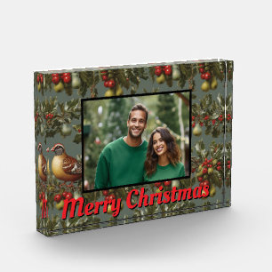 Christmas partridge in pear tree photo template