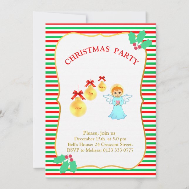 Christmas Party Angel Invitation (Front)