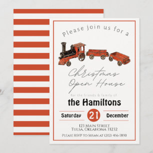 Christmas Party Antique Train Invitation