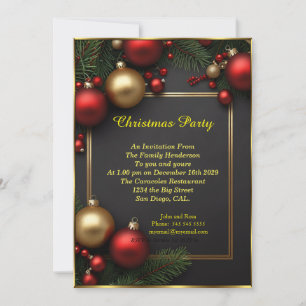 Christmas party baubles red Holiday Celebration  Invitation