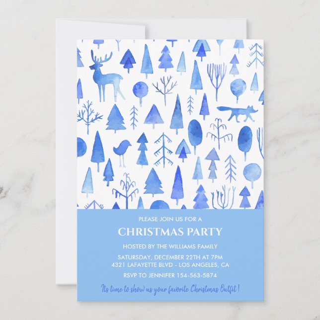 Christmas Party Beautiful Watercolor Invitation (Front)