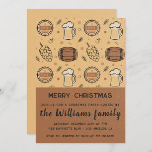 Christmas Party  Beer Drinks Rustic Invitation
