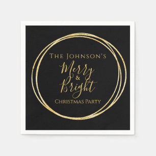Christmas Party Black Gold Napkin