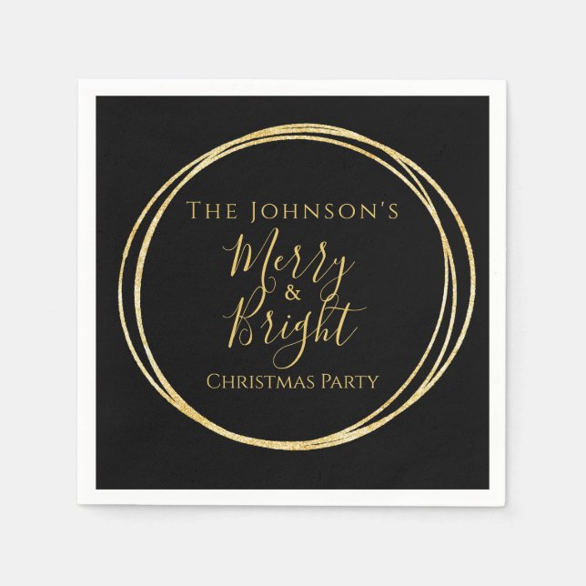 Christmas Party Black Gold Napkin (Front)