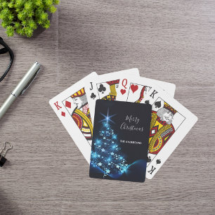 Christmas party blue black tree modern playing cards
