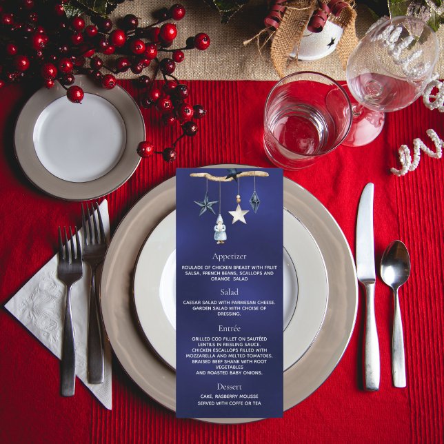 Christmas party blue gnome nordic menu (Creator Uploaded)