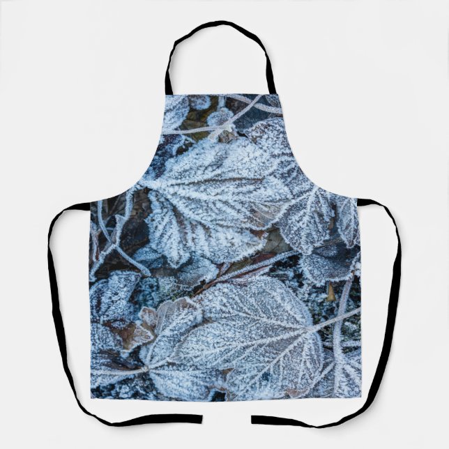 Christmas Party Blue Leaves Snow Holidays Winter Apron (Front)