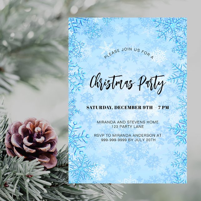 Christmas party blue snowflakes invitation (Creator Uploaded)