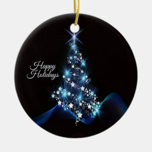 Christmas Party Blue Tree Shiny Black Elegant Ceramic Tree Decoration