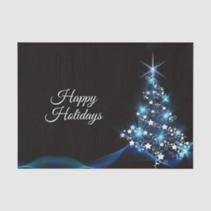 Christmas Party Blue Tree Shiny Black Elegant Tissue Paper