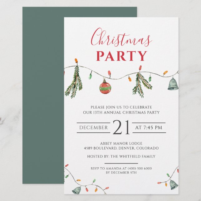 Christmas Party Business Event Holiday Invitation Stationery (Front/Back)