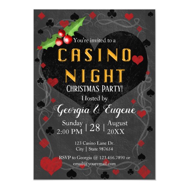 casino themed christmas party invitations