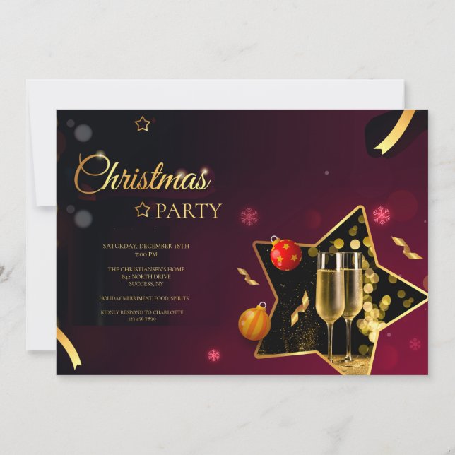 Christmas Party Champagne Glasses Invitation (Front)