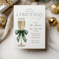 Christmas Party Champange Glass Green Gold
