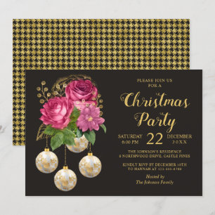Christmas Party Chic Floral Bauble Bouquet Invitation