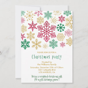 Christmas Party  Chic Snowflakes Invitation