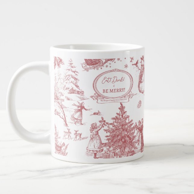 Christmas Party Chinoiserie Large Coffee Mug (Left)