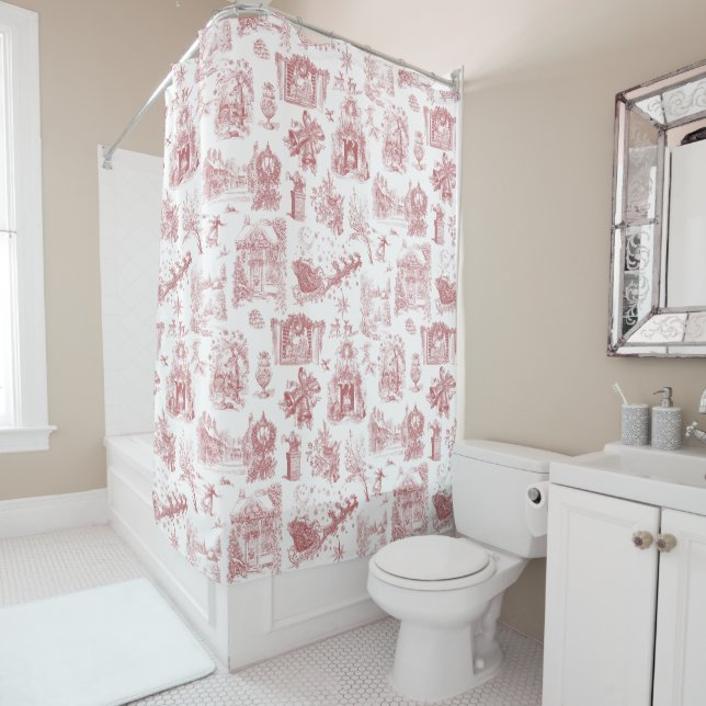 Christmas Party Chinoiserie Shower Curtain (In Situ)