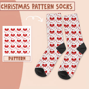 Christmas Party Christmas Candy Red Pattern  Socks