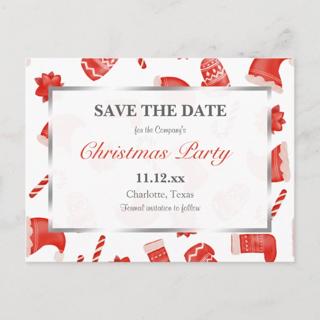 Christmas Party | Christmas Cute Winter Pattern Postcard (Front)