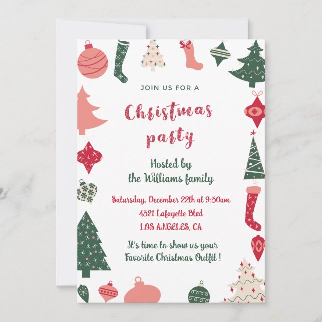 Christmas Party  Christmas Pattern  Invitation (Front)