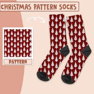 Christmas Party Christmas Trees Red Pattern  Socks