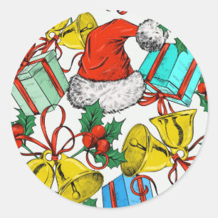 Christmas Party Colorful Gifts Red Hat Holidays Classic Round Sticker