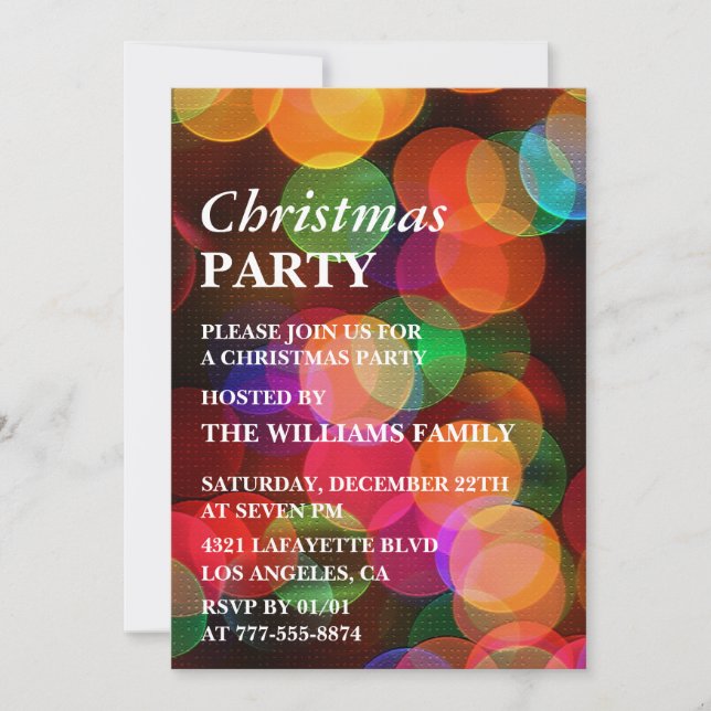 Christmas Party  Colourful Confetti Sparkle Invitation (Front)