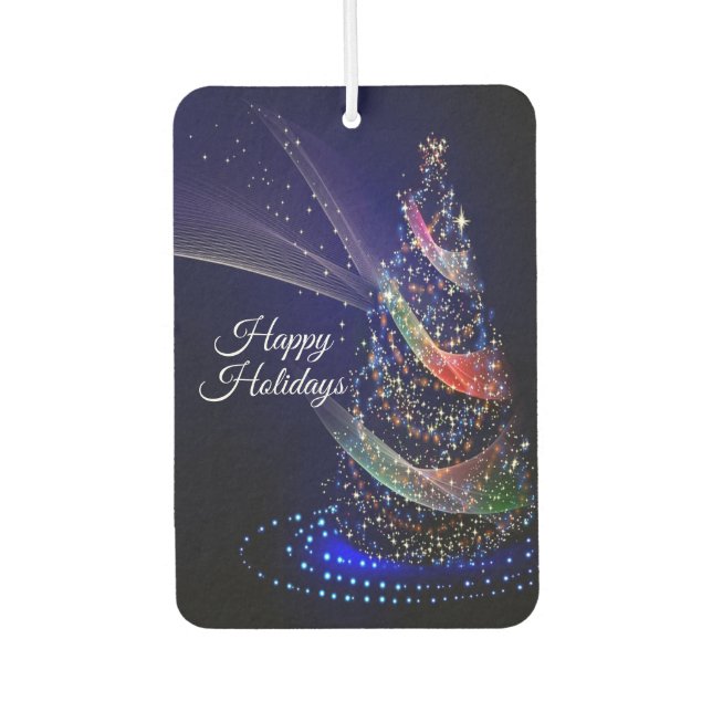 Christmas Party Colourful Tree Navy Blue Rustic Car Air Freshener (Front)