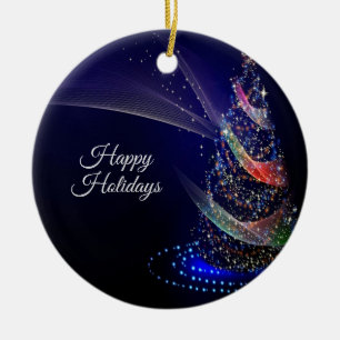 Christmas Party Colourful Tree Navy Blue Rustic Ceramic Tree Decoration