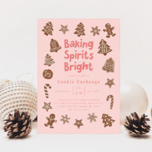 Christmas Party Cookie Exchange Pink Invitation