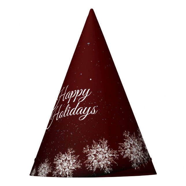 Christmas Party Crystal Snowflakes Red Rustic Hat (Front)