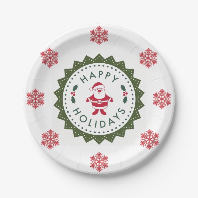 Christmas Party Cute Cartoon Santa Paper Plate (Front)