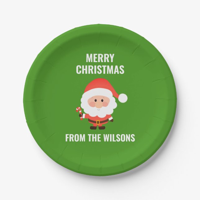 Christmas Party Cute Cartoon Santa Paper Plate (Front)