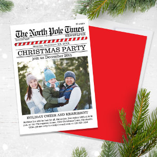 Christmas Party Cute Newspaper Custom Invitation