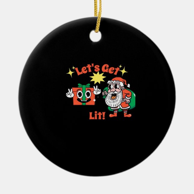 Christmas Party Design - Let's Get Lit Classic Ceramic Tree Decoration (Front)