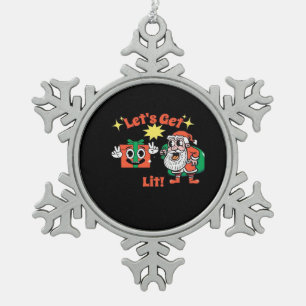 Christmas Party Design - Let's Get Lit Classic Snowflake Pewter Christmas Ornament