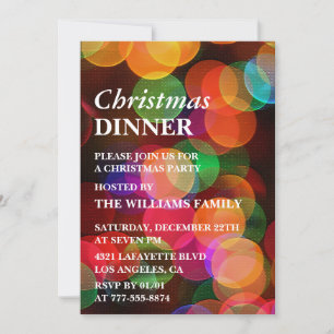 Christmas Party  Dinner Confetti Sparkle Invitation
