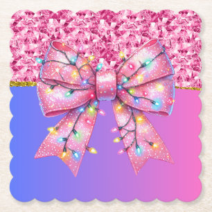 Christmas Party Drip Bling Festive Merry Xmas Ligh Paper Coaster