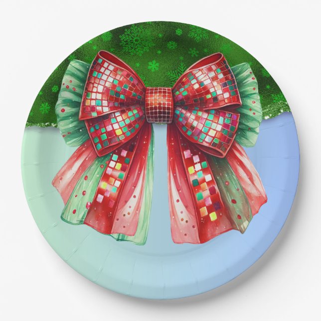 Christmas Party Drip Bling Festive Merry Xmas Ligh Paper Plate (Front)