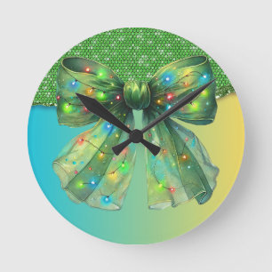 Christmas Party Drip Bling Festive Merry Xmas Ligh Round Clock