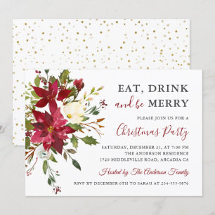 Christmas Party Eat Drink Be Merry Holiday Invitation
