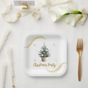 Christmas Party Elegant Gold Dessert Paper Plate